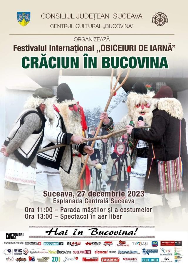 Sucevenii și turiștii sunt invitați miercuri, 27 decembrie, la Suceava, la cea mai mare paradă a obiceiurilor de iarnă din țară