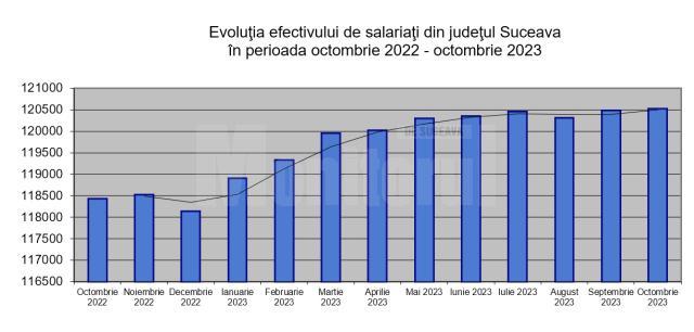 Creștere ușoară a numărului de salariați din județ