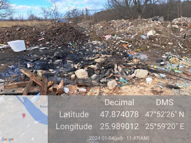 Amenzi la Primăria Dornești pentru deșeuri incendiate în fosta groapă de gunoi