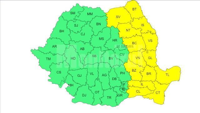 Cod galben de vânt, ninsori, viscol și polei