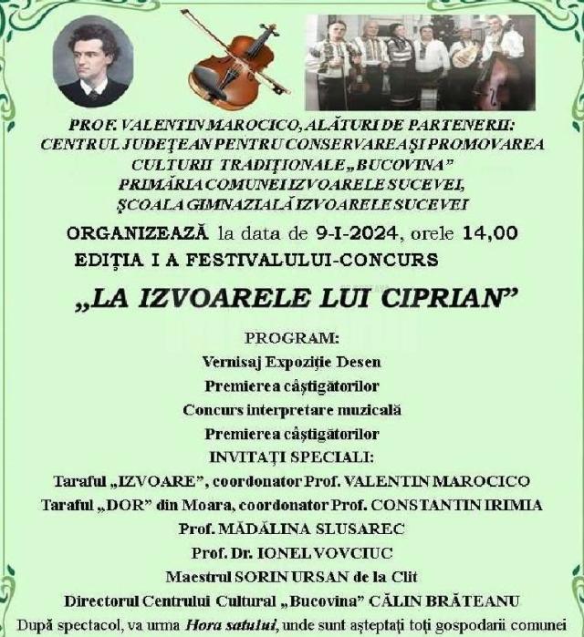 Festivalul-concurs „La Izvoarele lui Ciprian”, ediția I, la Izvoarele Sucevei