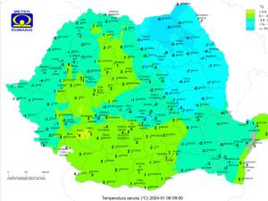 Temperaturi înregistrate luni, 8 ianuarie