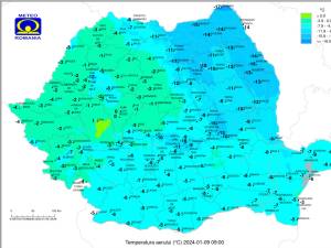 Temperaturile înregistrate marți, 9 ianuarie 2024 - sursa ANM