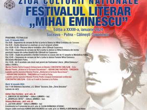Festivalul Literar „Mihai Eminescu”, ediţia a XXXIII-a, la Suceava, Putna, Călinești-Cuparencu