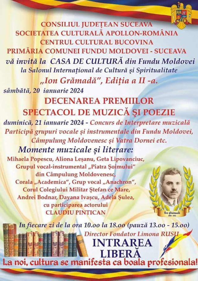 Salonul Internaţional de Cultură şi Spiritualitate „Ion Grămadă”, ediția a II-a, la Fundu Moldovei
