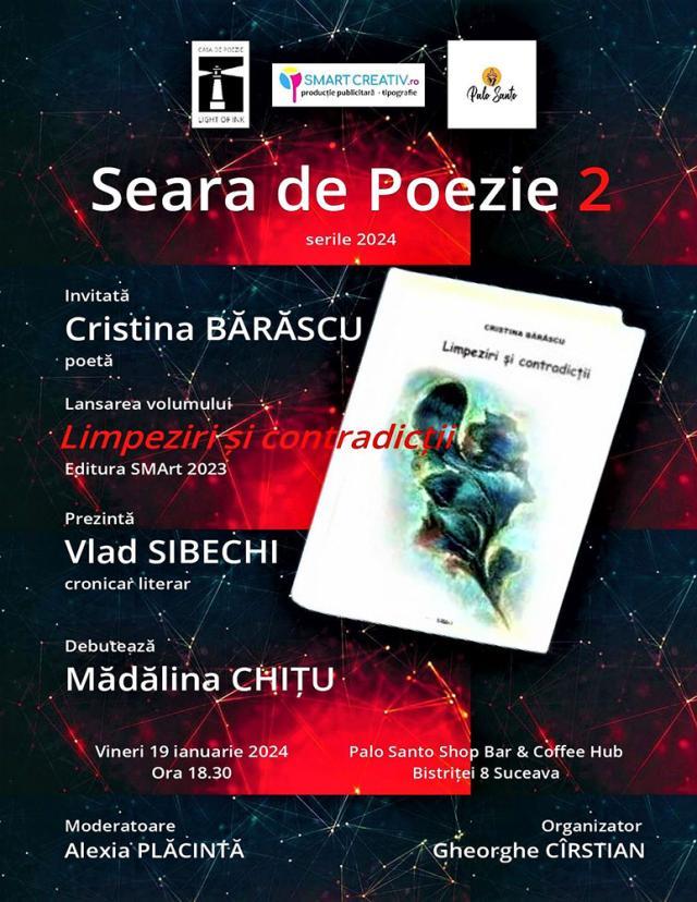 Poetele Cristina Bărăscu și Mădălina Chițu, invitate la o nouă Seară de Poezie