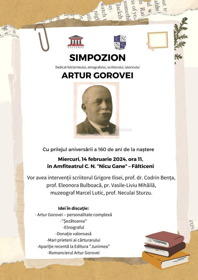 Simpozion dedicat folcloristului, etnografului Artur Gorovei, la Amfiteatrul Colegiului Național „Nicu Gane” Fălticeni