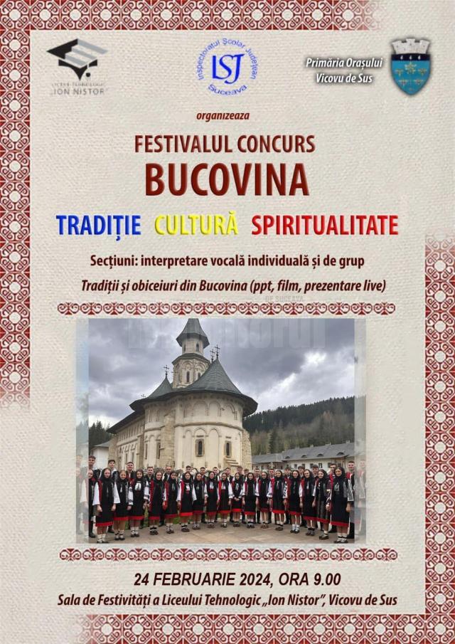 Înscrieri la Festivalul-concurs „Bucovina – tradiţie, cultură, spiritualitate”, până pe 15 februarie