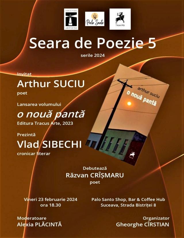 Poetul Arthur Suciu, invitat special, vineri, la o nouă seară de poezie organizată de Casa de Poezie Light of ink