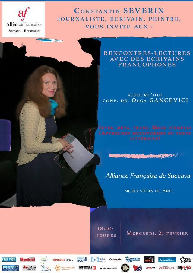 Conf. univ. dr. Olga Gancevici, invitată la o după-amiază culturală organizată de Alianța Franceză din Suceava