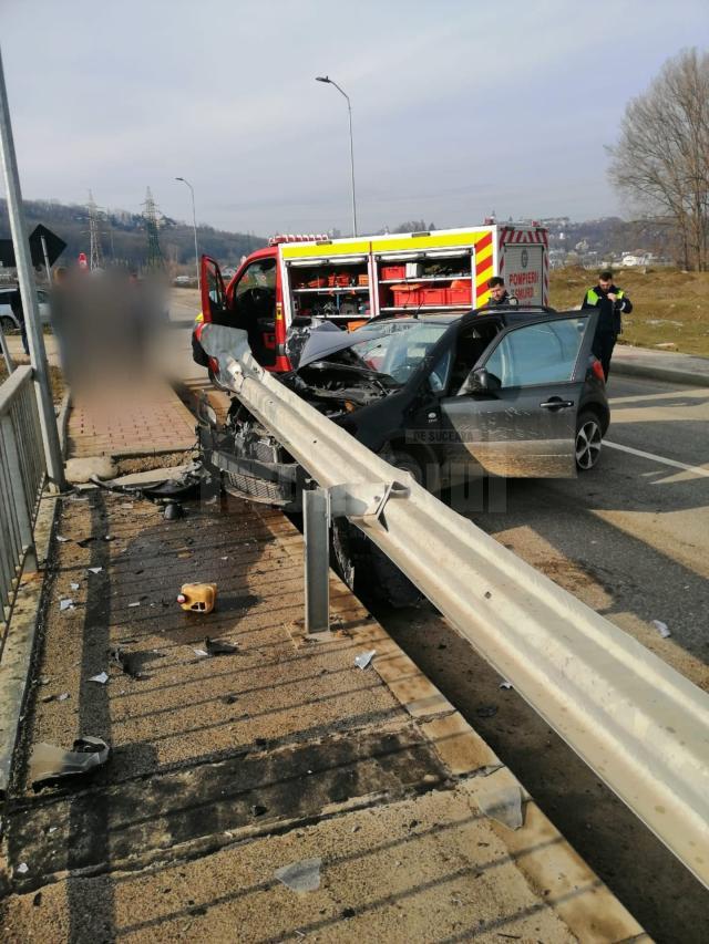 Accidentul din zona Podului Unirii, care traversează râul Suceava