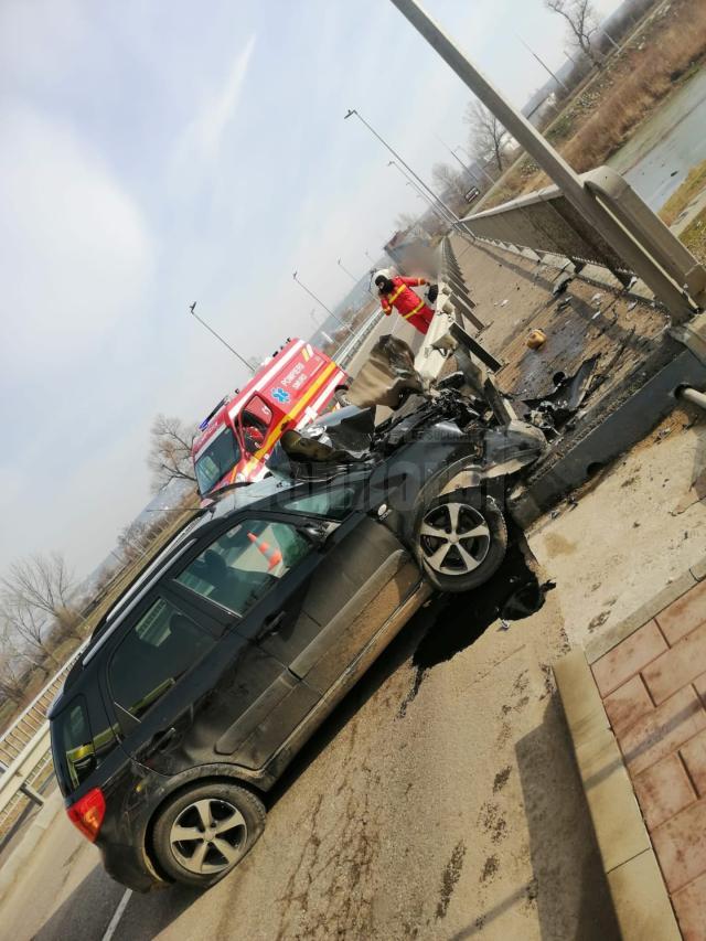 Accidentul din zona Podului Unirii, care traversează râul Suceava