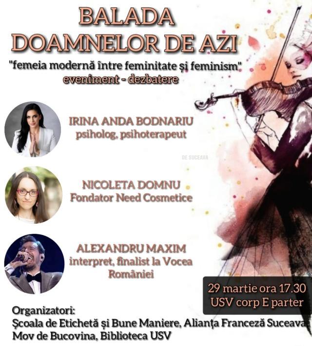 Evenimentul „Balada Doamnelor de azi”, vineri, la USV