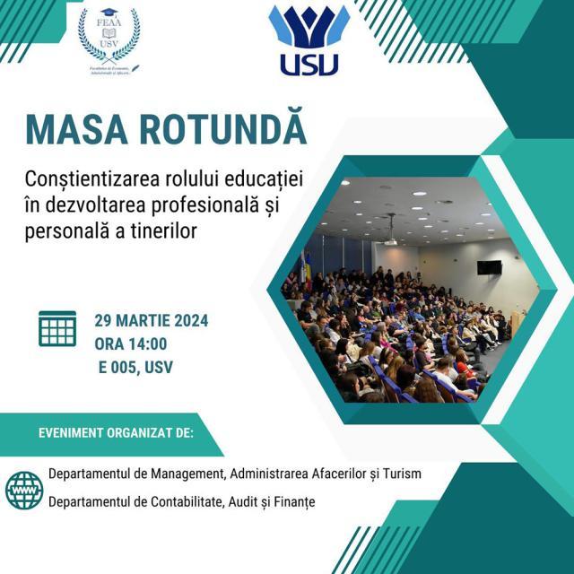 Conferință despre rolul educației în rândul tinerilor, organizată de Facultatea de Economie, Administrație și Afaceri