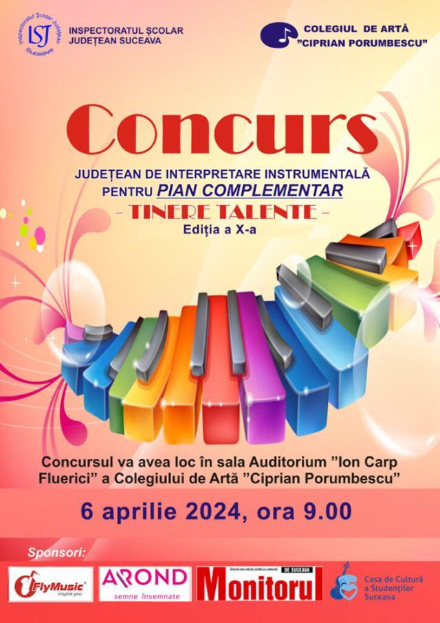 A X-a ediție a Concursului de interpretare la pian „Tinere talente”, la Colegiul de Artă „Ciprian Porumbescu”