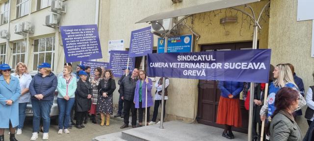 Salariații de la Direcția Sanitar Veterinară Suceava au început proteste în fața instituției