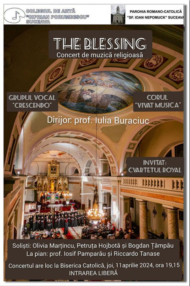 „The Blessing”, concert de muzică religioasă la Biserica Romano-Catolică din Suceava