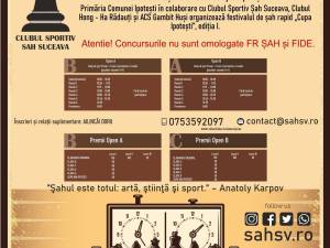Festivalul de șah rapid ,,Cupa Ipotești”, ediția I, sâmbătă, la Sala de Sport Ipotești