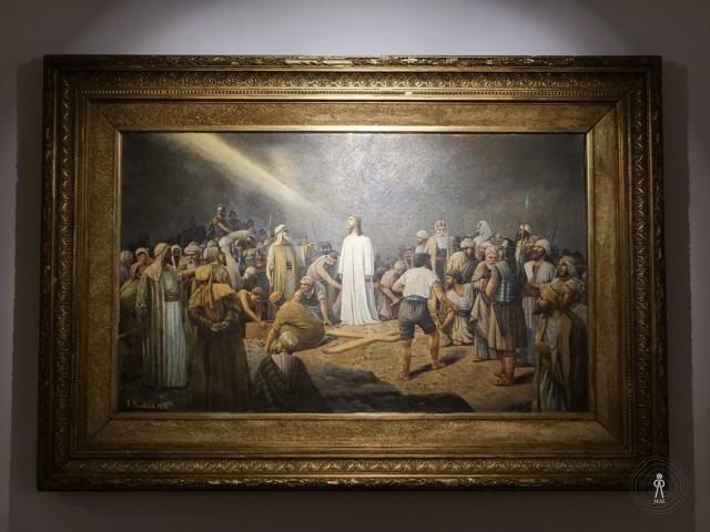 Lucrarea „Mântuitorul” - ulei pe pânză, 70 x115 cm expusa la Muzeul Arta Lemnului