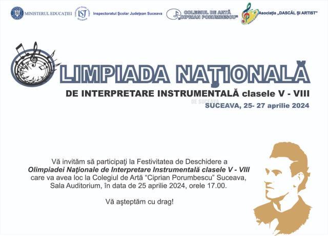 Olimpiada Națională de Interpretare Instrumentală, V-VIII, începe joi la Suceava