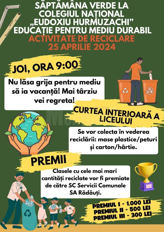 Deșeuri adunate și reciclate de elevii liceului