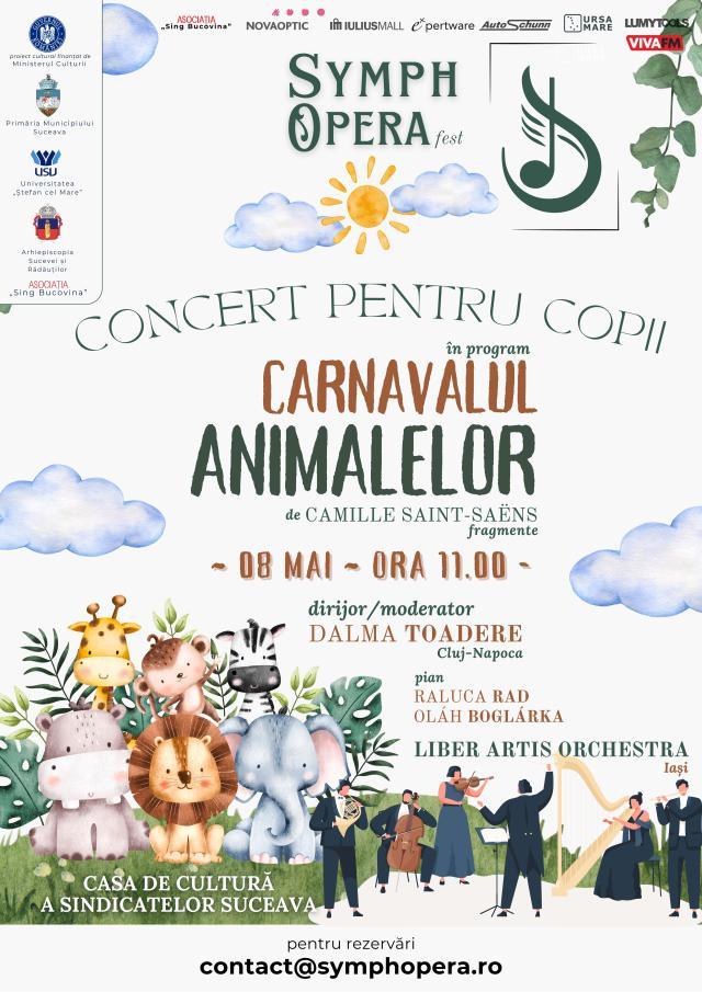 „Carnavalul Animalelor”, concert pentru copii, pentru prima dată la Suceava