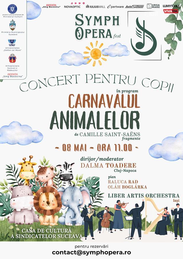 „Carnavalul Animalelor”, concert pentru copii, pentru prima dată la Suceava