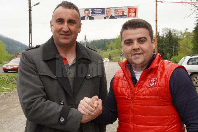Gheorghe Șoldan și candidatul PSD pentru Primăria Izvoarele Sucevei, Leonard Tiberiu Mehnu