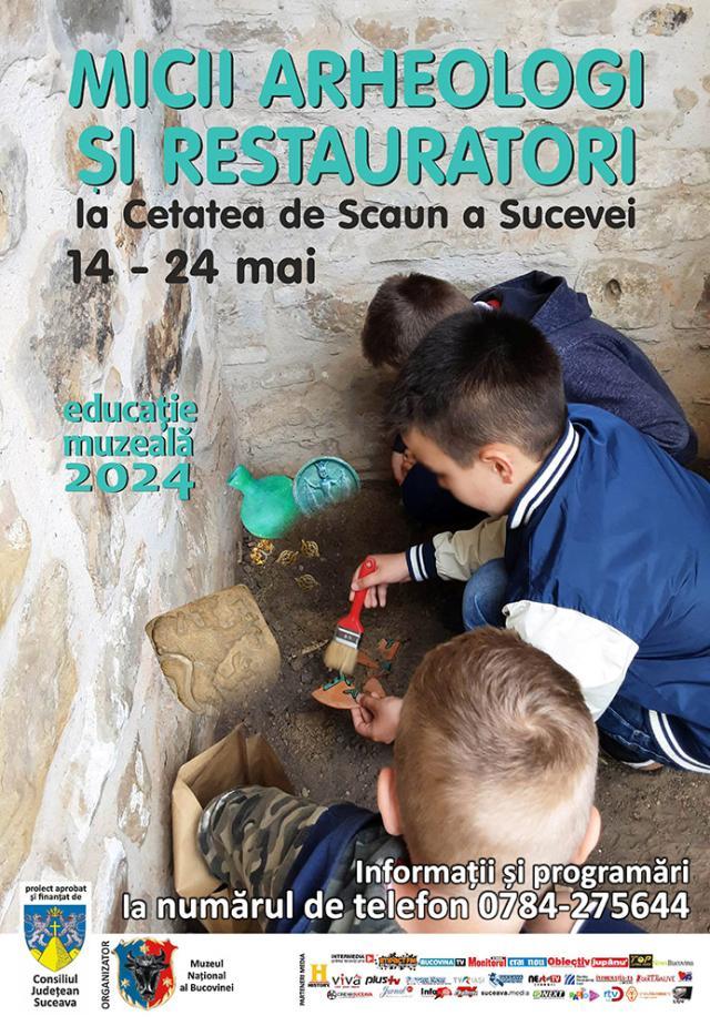 O nouă ediție a atelierului de educație muzeală „Micii arheologi și restauratori la Cetatea de Scaun a Sucevei”