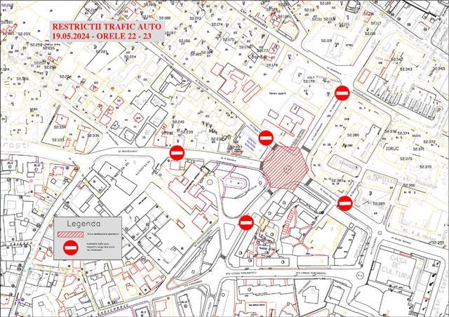 Planul restricţiiloir de circulație în zona centrală a Sucevei, duminică 19 mai