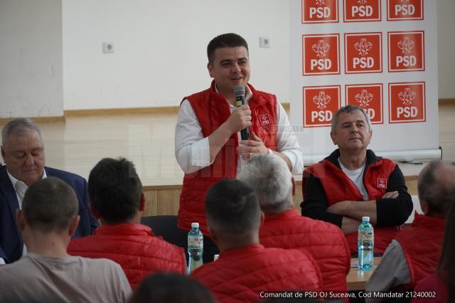 Deputatul Gheorghe Șoldan, care candidează din partea PSD pentru președinția Consiliului Județean Suceava, a participat la o întâlnire electorală la căminul cultural din Bălcăuți