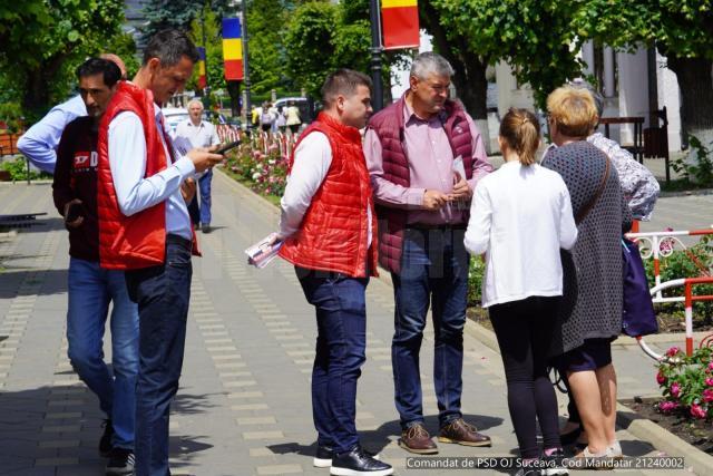 Echipa de campanie a PSD și primarul de Fălticeni, Cătălin Coman, au discutat cu localnicii despre planurile de dezvoltare a municipiului și a județului