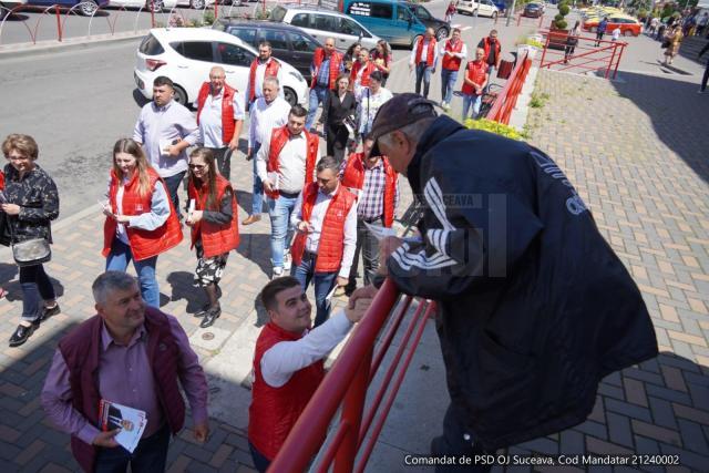 Echipa de campanie a PSD și primarul de Fălticeni, Cătălin Coman, au discutat cu localnicii despre planurile de dezvoltare a municipiului și a județului