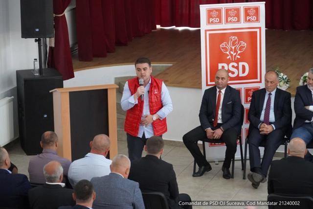 Gheorghe Șoldan și echipa PSD, alături de candidatul de primar la Vicovu de Sus, Ionel Adrian Juravle