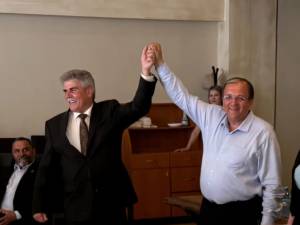 Gheorghe Flutur alături de primarul PNL din Câmpulung Moldovenesc, Mihăiță Negură