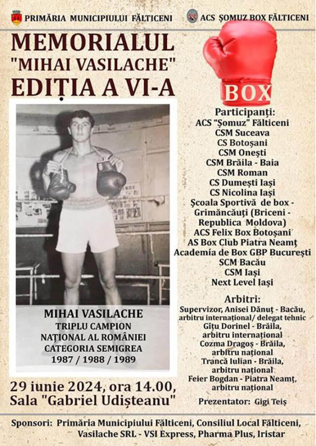 A șasea ediție a Memorialului „Mihai Vasilache” aduce în ring la Fălticeni tineri pugiliști din România și Republica Moldova