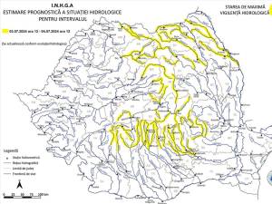 Cod galben de fenomene hidrologice periculoase pe râurile Suceava, Moldova și Bistrița