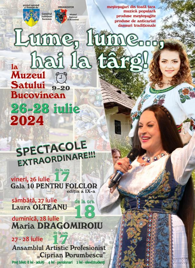 Laura Olteanu și Maria Dragomiroiu vor concerta la Festivalul „Lume, Lume… Hai la Târg!”, la Muzeul Satului Bucovinean