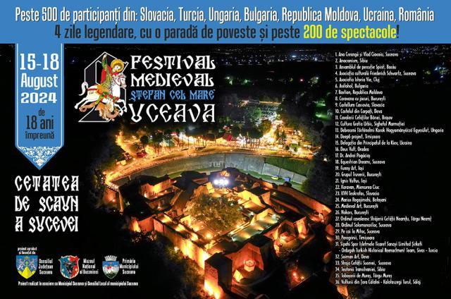 Peste 500 de participanți din șapte țări și peste 200 de spectacole, la Festivalul Medieval „Ștefan cel Mare” Suceava