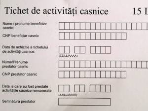 Tichet activități ocazionale - faţă