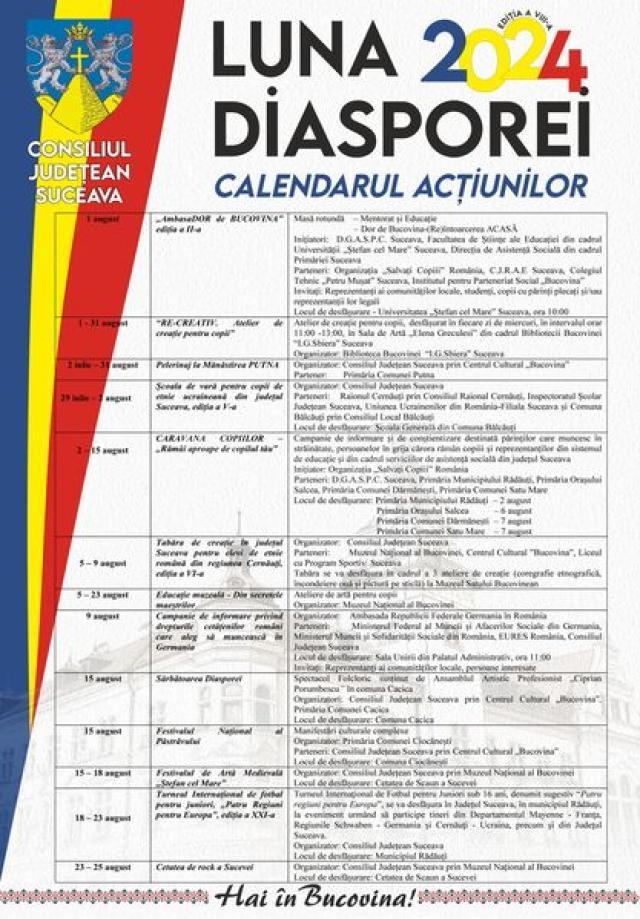 Calendarul activităților din Luna Diasporei