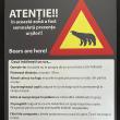 Panouri care avertizează despre prezența urșilor, montate pe traseele turistice din Parcul ...