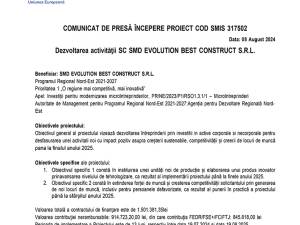 Dezvoltarea activităţii SC SMD EVOLUTION BEST CONSTRUCT S.R.L.