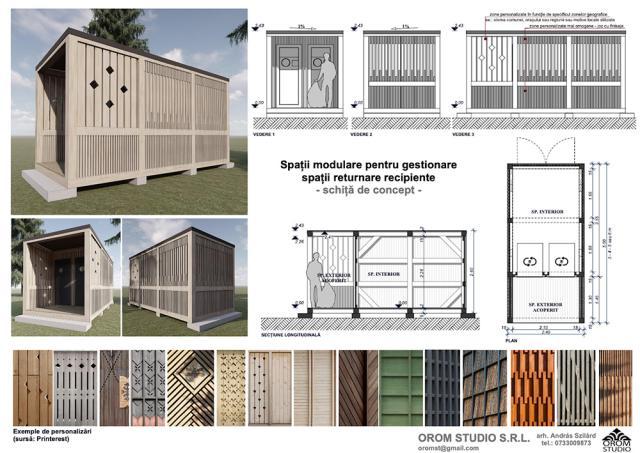 Modele de spații de reciclare, realizate din lemn