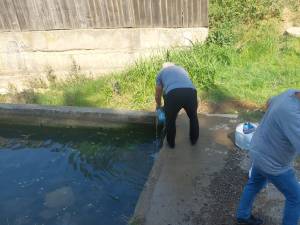 Localnicii cara apa cu canistre si bidoane, pe care le incarca in portbagaj