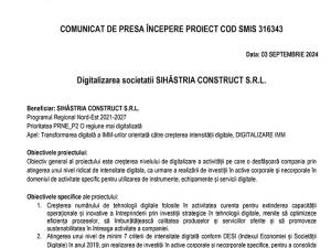 Digitalizarea societatii SIHĂSTRIA CONSTRUCT S.R.L.