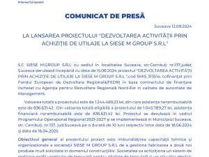 LA LANSAREA PROIECTULUI "DEZVOLTAREA ACTIVITĂŢII PRIN ACHIZIŢIE DE UTILAJE LA SIESE M GROUP S.R.L"