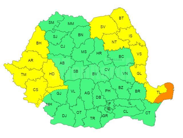 Avertizare meteo de tip cod galben în intervalul 15 septembrie, ora 16.00 – 16 septembrie, ora 10.00