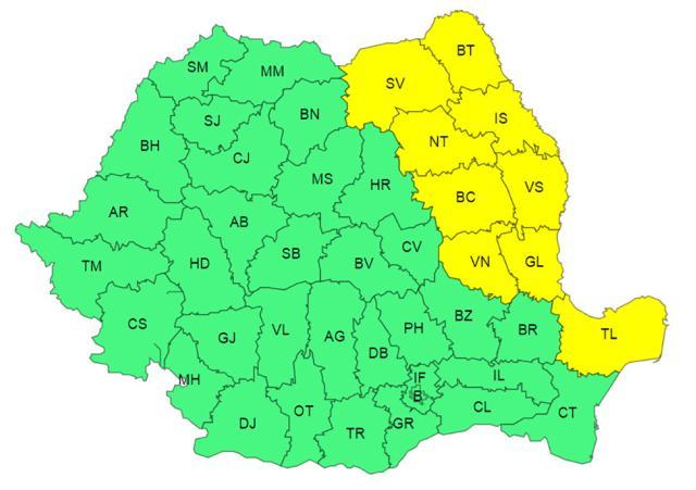 Cod galben de ploi însemnate cantitativ în Moldova și nordul Dobrogei