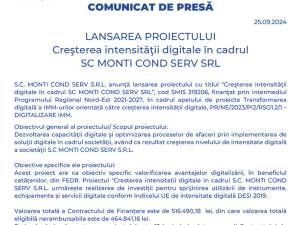 LANSAREA PROIECTULUI Creşterea intensităţii digitale în cadrul SC MONTI COND SERV SRL